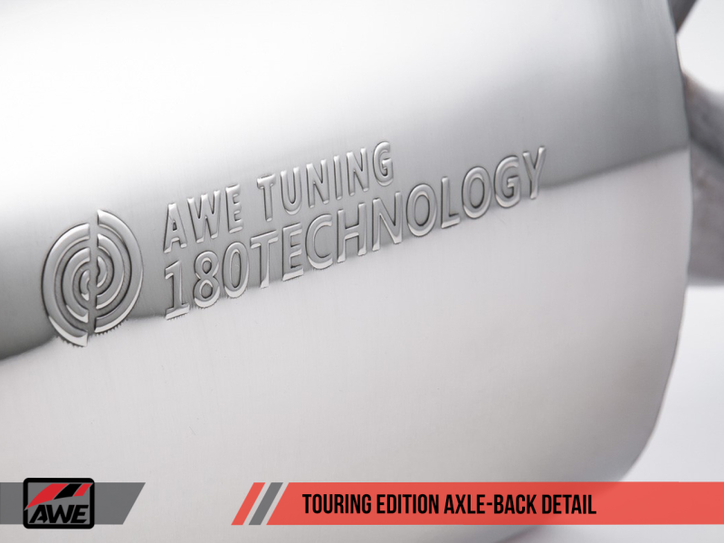 AWE Tuning BMW F3X 28i / 30i Touring Edition Axle-Back Exhaust: Single Side with 80mm Black Tips - Elevate Your Drive!