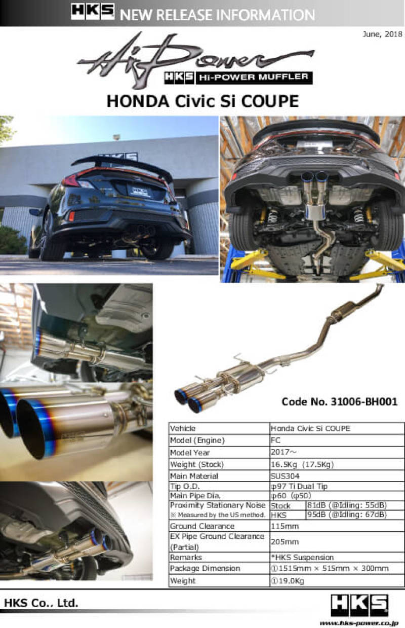 Rev Up Your Civic SI Coupe (FC3) with HKS Hi - Power Muffler