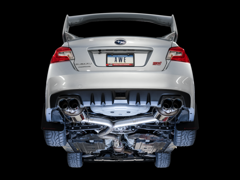 AWE Tuning Subaru STI VA / WRX GV / STI GV Sedan Touring Edition Exhaust - Stunning Diamond Black Tip (102mm)