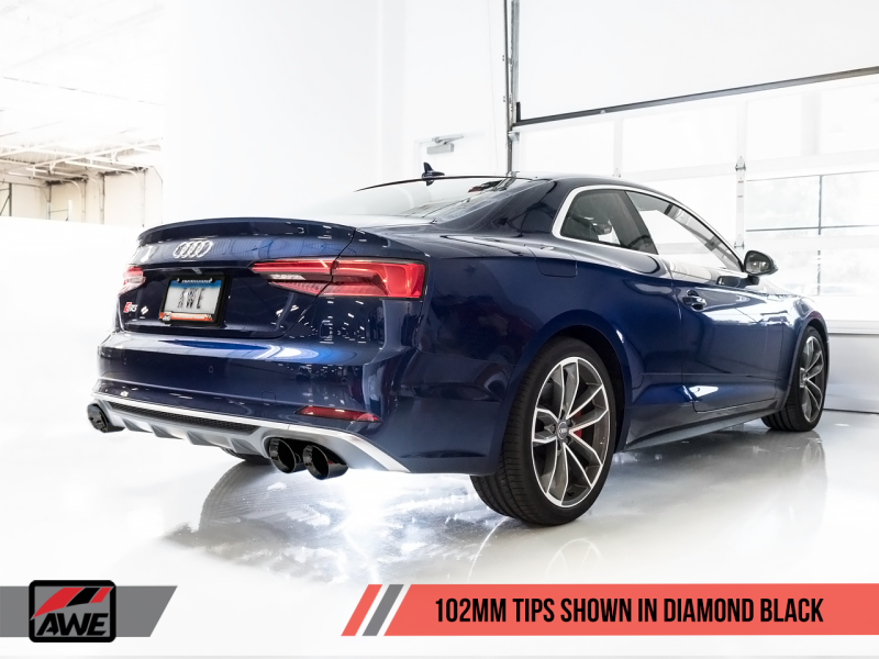 AWE Tuning Audi B9 S5 Coupe 3.0T Track Edition Exhaust - Stunning Diamond Black Tips (102mm)