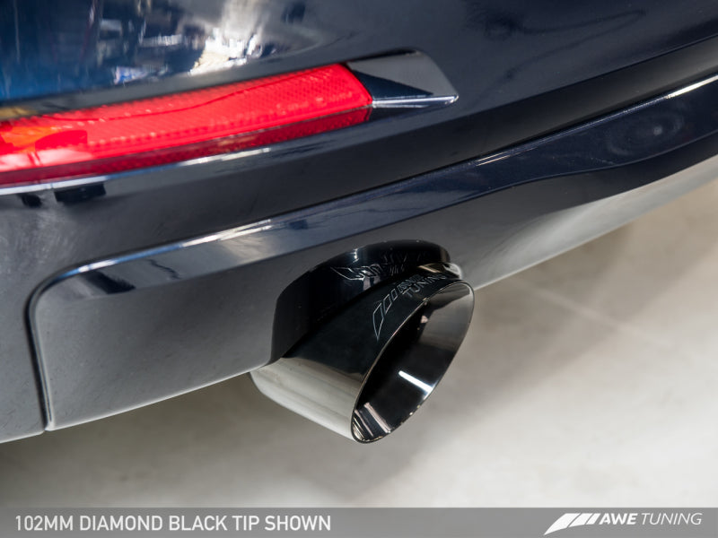 AWE Tuning 2013 - 2018 BMW 320i (F30) Touring Edition Exhaust with Performance Mid Pipe - Diamond Black Tips