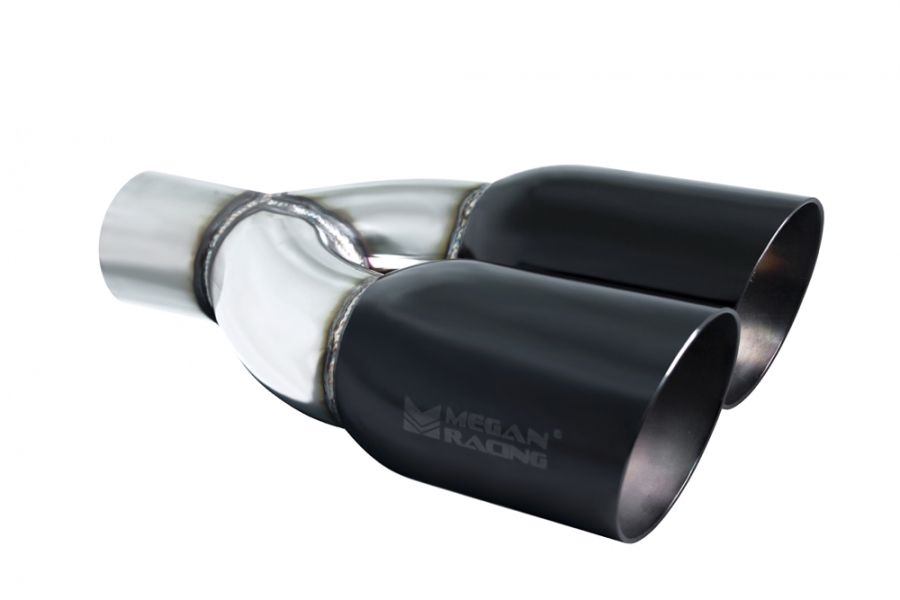 Megan Racing Universal Twin Black Chrome 3.5-Inch Tips (2.5-Inch Piping) - Passenger Side: Upgrade Your Ride Now!