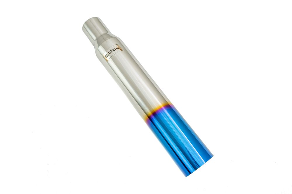 Megan Racing Universal 3 to 4 VIP Exhaust Tips - Single Straight Blue Tip for a Stunning Look! MR-UT-S4-BT