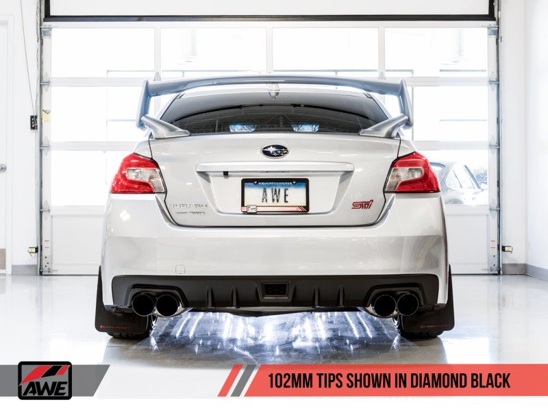 AWE Tuning Subaru STI VA / WRX GV / STI GV Sedan Touring Edition Exhaust - Stunning Diamond Black Tip (102mm)
