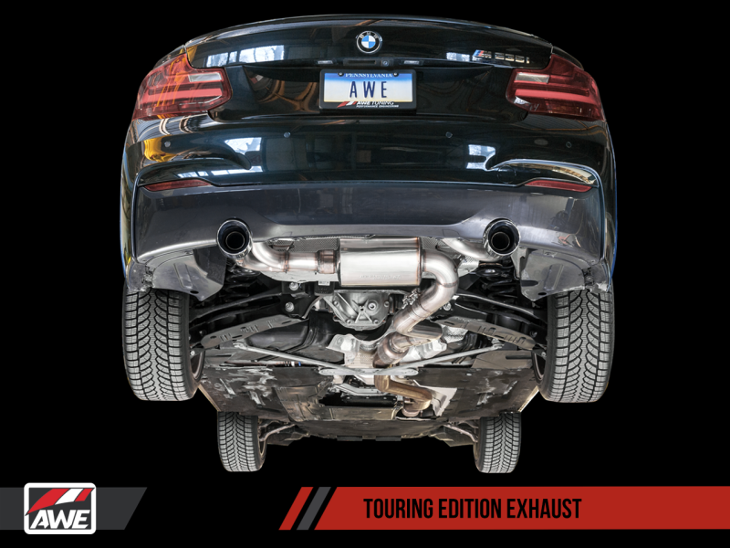 AWE Tuning BMW F22 M235i / M240i Touring Edition Axle-Back Exhaust - Stunning Diamond Black Tips (102mm)