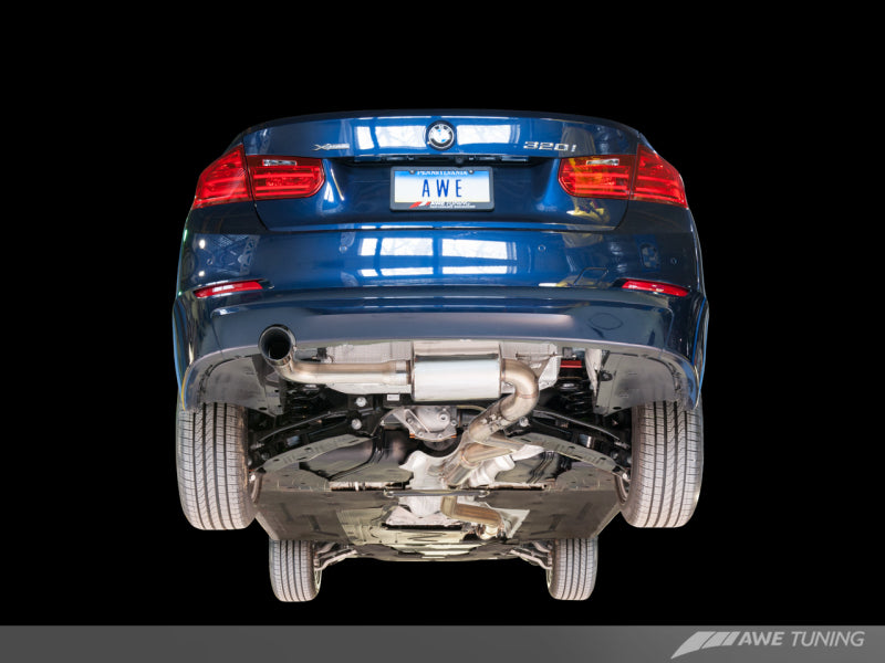 AWE Tuning 2013 - 2018 BMW 320i (F30) Touring Edition Exhaust with Performance Mid Pipe - Diamond Black Tips