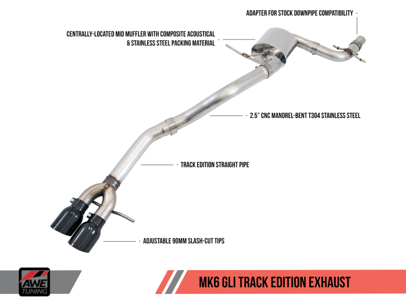 AWE Tuning's Stunning Mk6 GLI 2.0T & Mk6 Jetta 1.8T Track Edition Exhaust with Diamond Black Tips