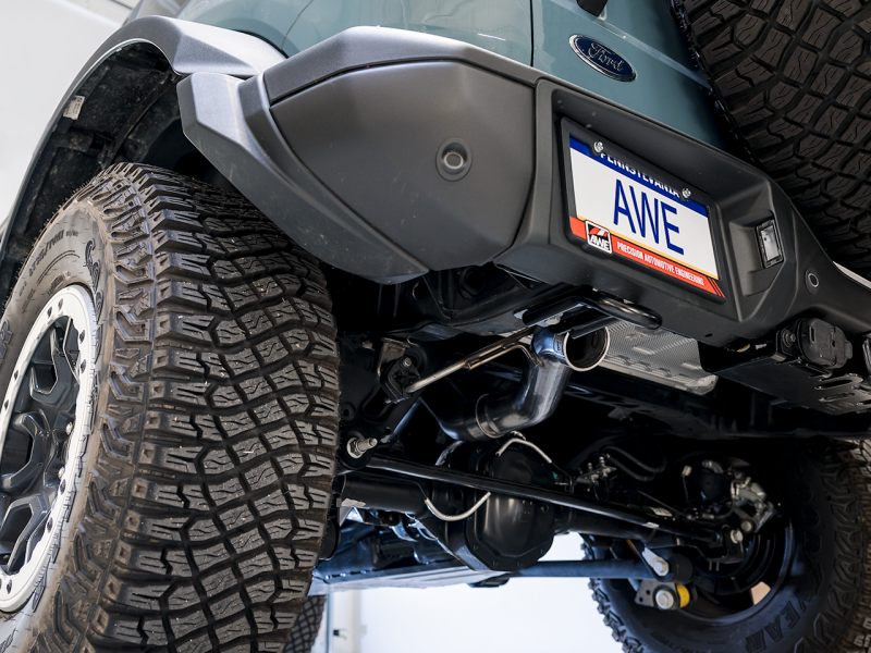 AWE Tuning 2021+ Ford Bronco 0FG Exhaust (No Tips) with Bash Guard - Conquer Any Terrain!