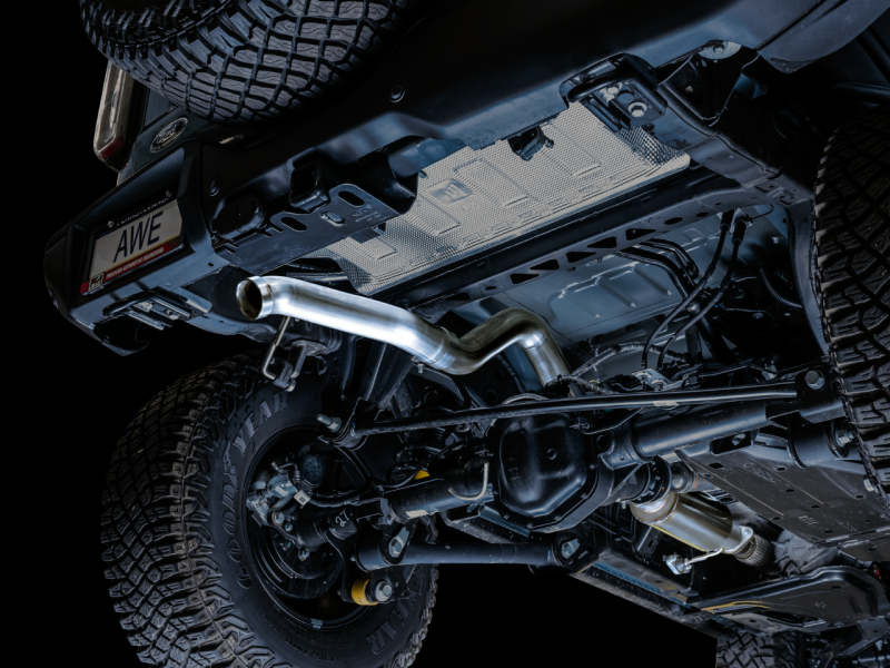 AWE Tuning 2021+ Ford Bronco 0FG Exhaust (No Tips) with Bash Guard - Conquer Any Terrain!