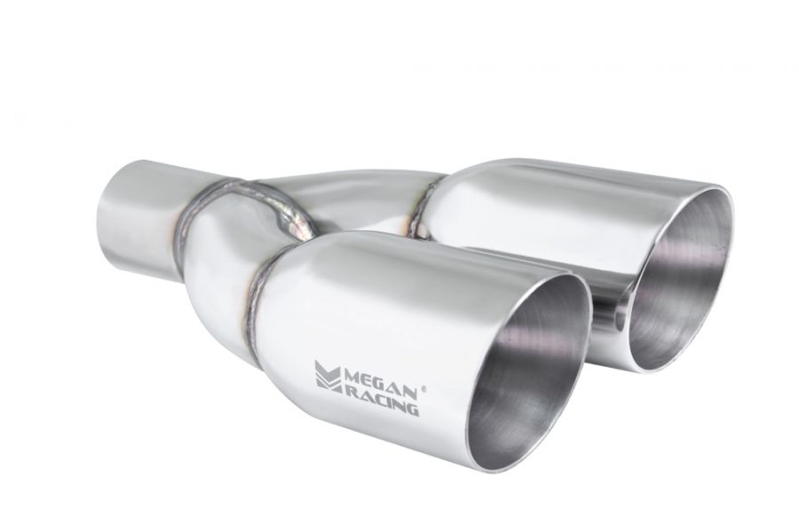 Megan Racing Universal Twin 3.5-Inch Stainless Steel Chrome Tips (2.5-Inch Piping) - Driver Side: Upgrade Your Ride Now!
