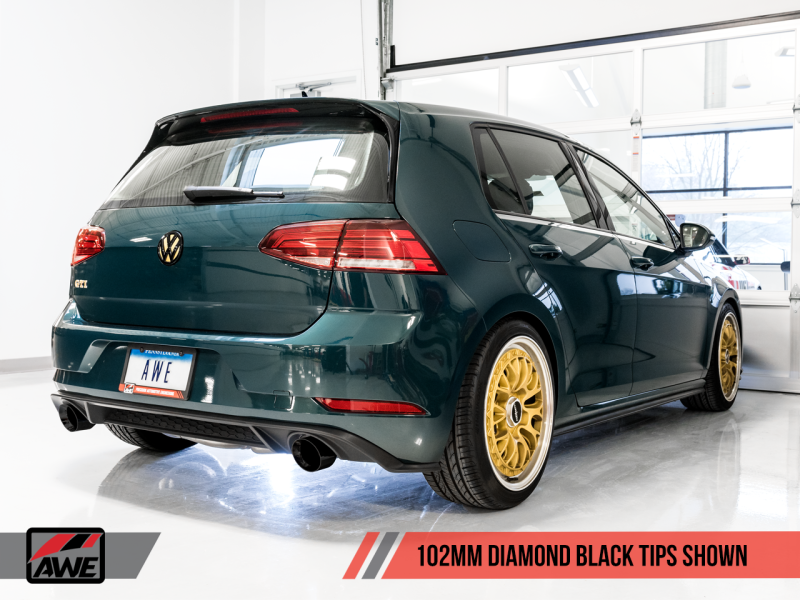 AWE Tuning Volkswagen GTI MK7.5 2.0T Track Edition Exhaust with Stunning Diamond Black 102mm Tips - Unleash the Beast!