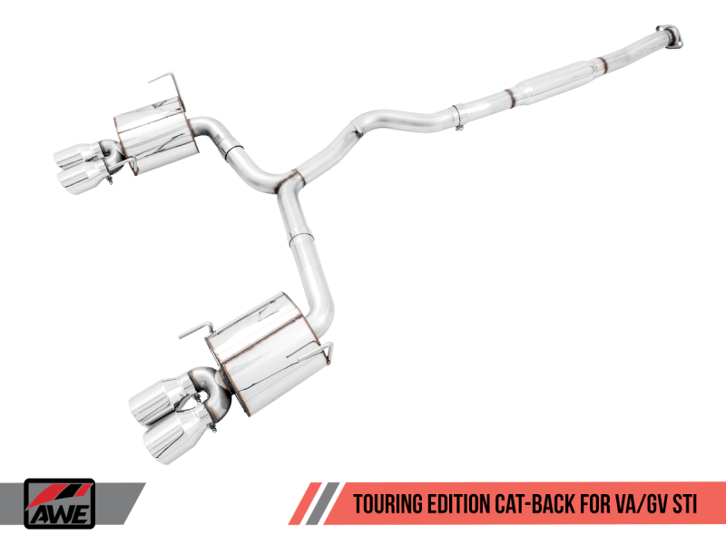 AWE Tuning Subaru STI VA / WRX GV / STI GV Sedan Touring Edition Exhaust - Stunning Diamond Black Tip (102mm)