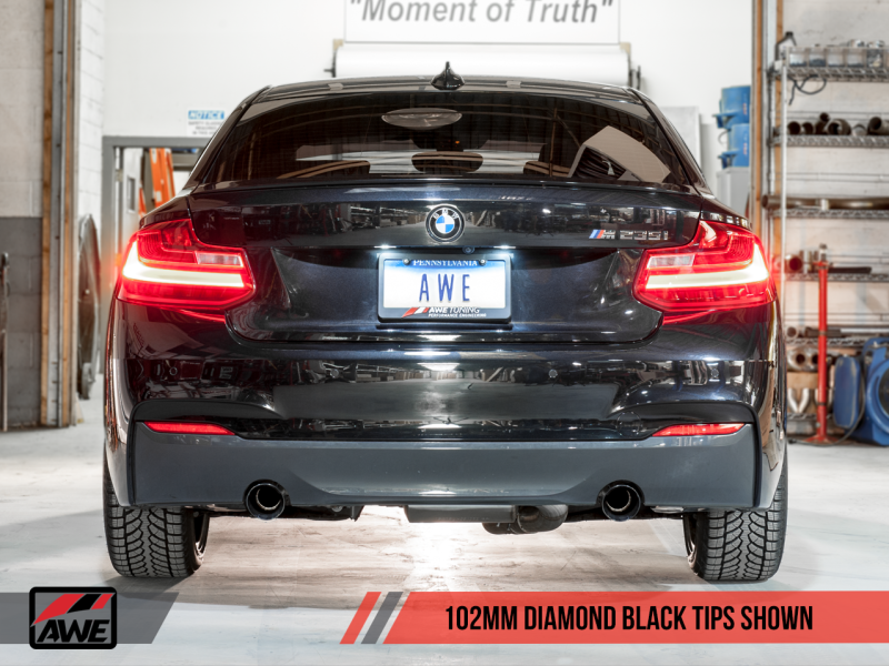 AWE Tuning BMW F22 M235i / M240i Touring Edition Axle-Back Exhaust - Stunning Diamond Black Tips (102mm)