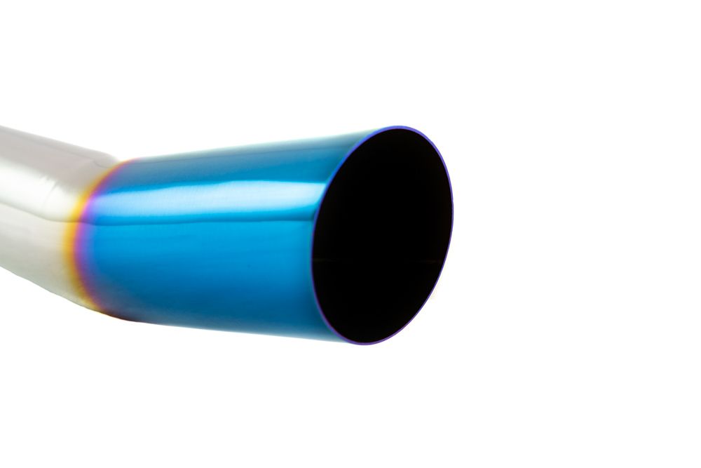 Megan Racing Universal 3 to 4 VIP Exhaust Tips - Stunning Blue Angled Single Blast Pipes Style MR-UT-S4-BT-V2