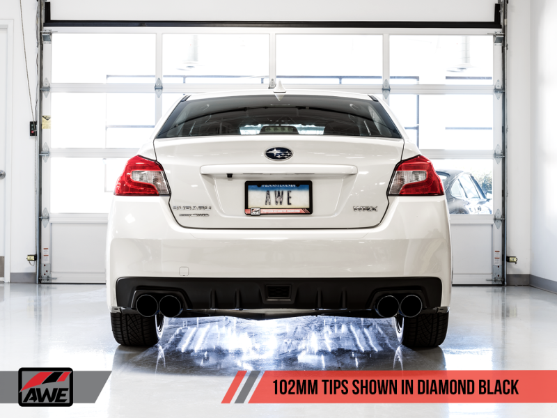 AWE Tuning Subaru WRX/STI VA/GV Sedan Track Edition Exhaust - Stunning Diamond Black Tips (102mm)