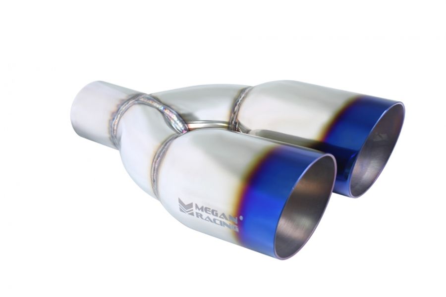 Megan Racing Universal Twin Burnt Roll 3.5-Inch Tips (2.5-Inch Piping) - Driver Side: Upgrade Your Ride Now!