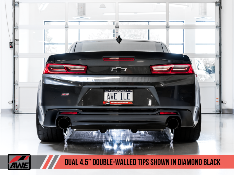 AWE Tuning 16 - 19 Chevrolet Camaro SS Track Edition Axle - back Exhaust with Diamond Black Tips