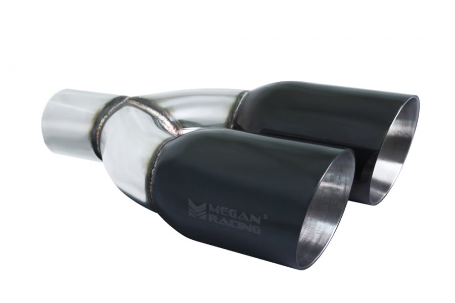 Megan Racing Universal Twin Black Chrome 3.5-Inch Exhaust Tips - Driver Side, 2.5-Inch Piping