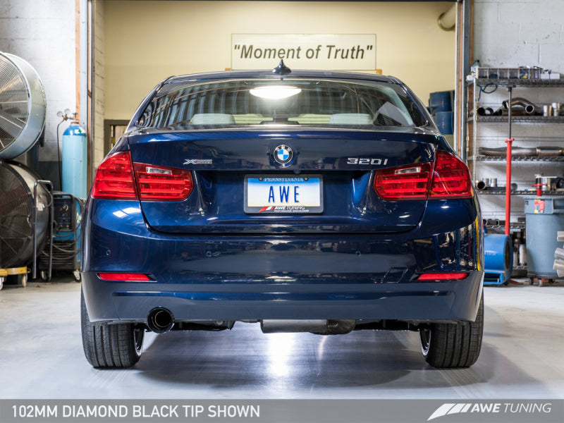 AWE Tuning 2013 - 2018 BMW 320i (F30) Touring Edition Exhaust with Performance Mid Pipe - Diamond Black Tips