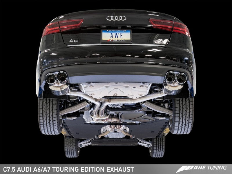 AWE Tuning Audi C7.5 A6 3.0T Touring Edition Exhaust - Stunning Quad Outlet Diamond Black Tips