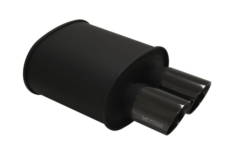 Megan Racing Universal M-BC Exhaust Muffler: Dual Black Chrome Tips for Discreet Performance - MR-MU-MBC-2