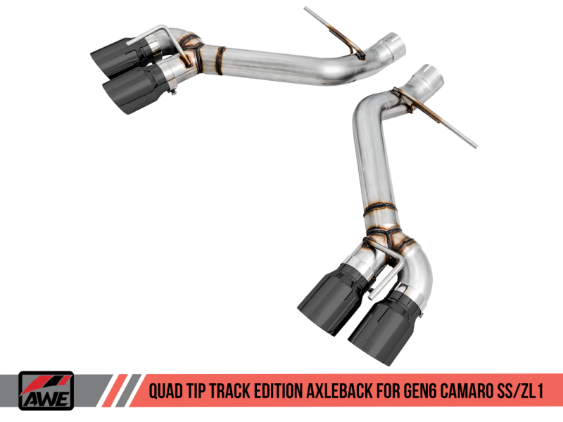 AWE Tuning 16 - 19 Chevrolet Camaro SS Axle - back Exhaust: Track Edition with Quad Diamond Black Tips