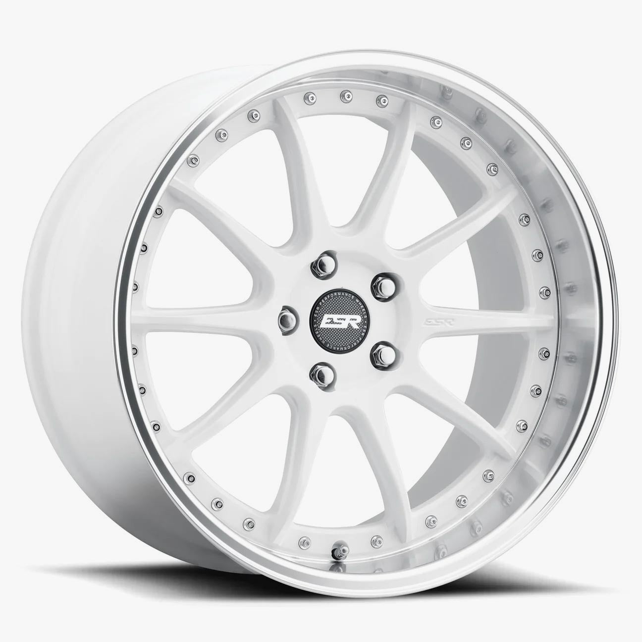 ESR CS12 19x9.5 5x114.3 Custom Drill Wheels - Gloss White with Machined Lip