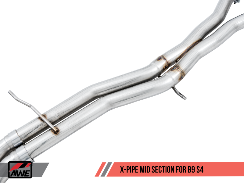 AWE Tuning Audi B9 S4 Track Edition Exhaust - Roaring Non-Resonated with Black 102mm Tips