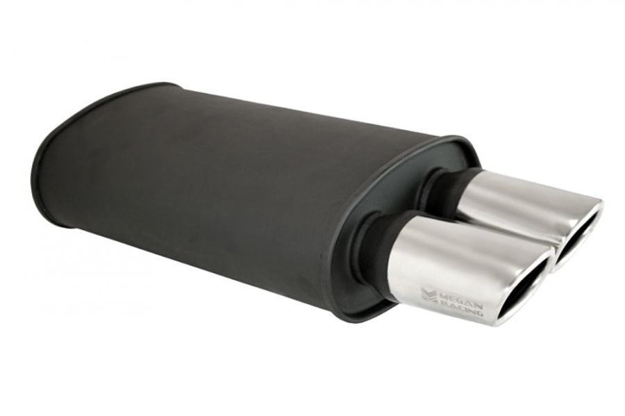 Megan Racing O-VA Universal Exhaust Muffler - Sleek Black with Dual Oval Tips
