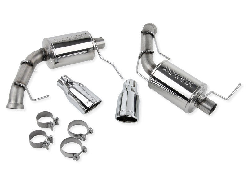 ROUSH 2011 - 2014 Ford Mustang V6: Enhanced Sound Dual Axle - Back Exhaust with Round Tips