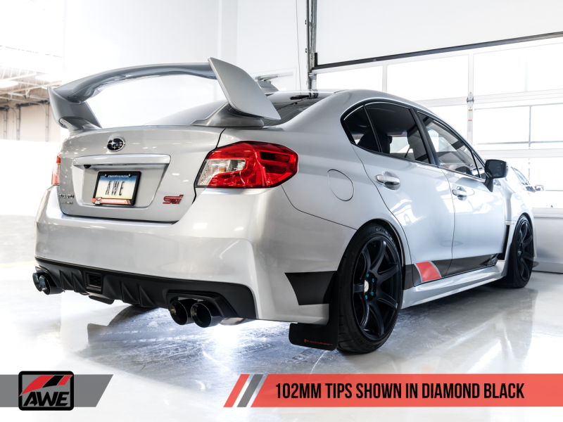 AWE Tuning Subaru STI VA / WRX GV / STI GV Sedan Touring Edition Exhaust - Stunning Diamond Black Tip (102mm)