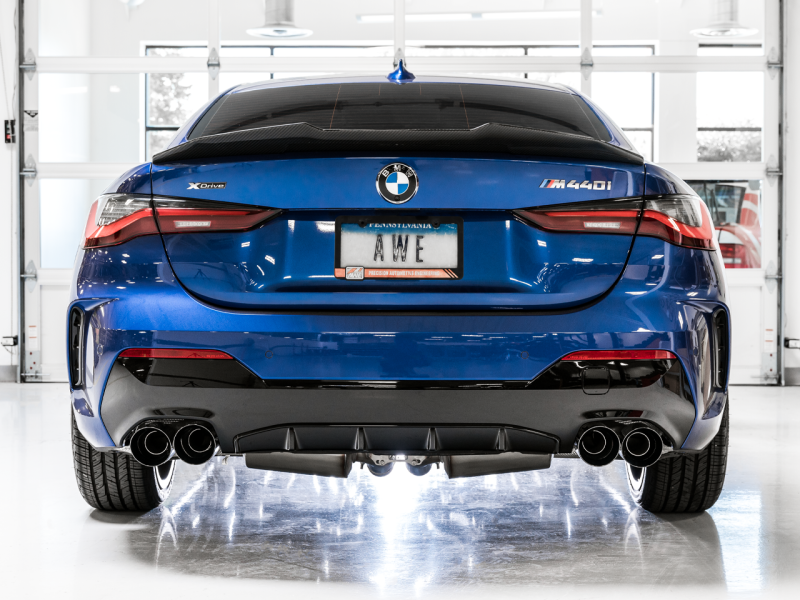 AWE Tuning 2019+ BMW M340i (G20) Track Edition Exhaust - Get the Raw, Rowdy Sound with Quad Diamond Black Tips