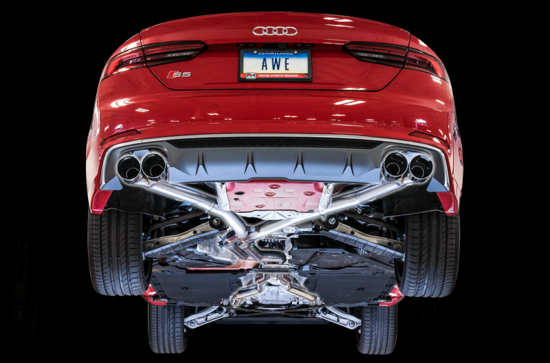 AWE Tuning Audi B9 S5 Coupe 3.0T Track Edition Exhaust - Stunning Diamond Black Tips (102mm)