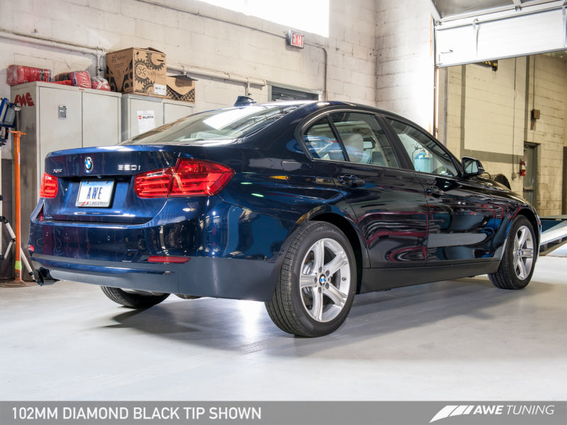 AWE Tuning 2013 - 2018 BMW 320i (F30) Touring Edition Exhaust with Performance Mid Pipe - Diamond Black Tips