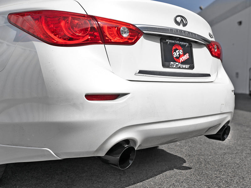 Rev Up Your Infiniti Q50: aFe Takeda 2.5in 304 SS Cat-Back Exhaust System with Black Tips for 2016 - 2024 V6 - 3.0L (tt)