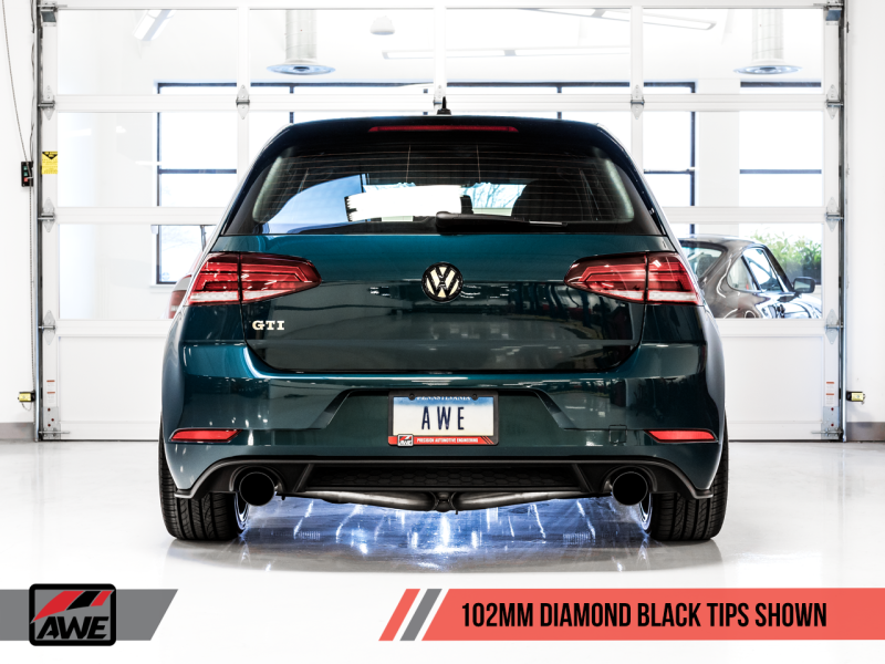AWE Tuning Volkswagen GTI MK7.5 2.0T Track Edition Exhaust with Stunning Diamond Black 102mm Tips - Unleash the Beast!