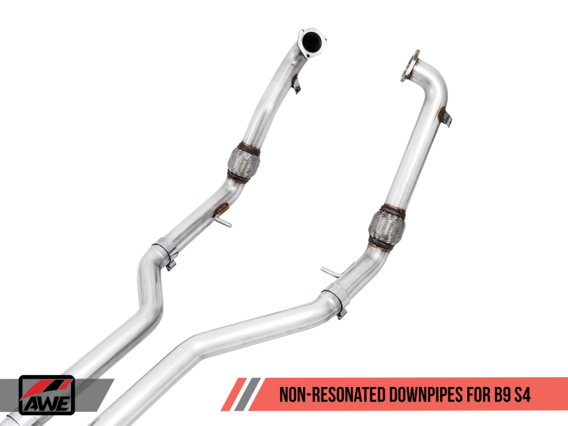AWE Tuning Audi B9 S4 Track Edition Exhaust - Roaring Non-Resonated with Black 102mm Tips