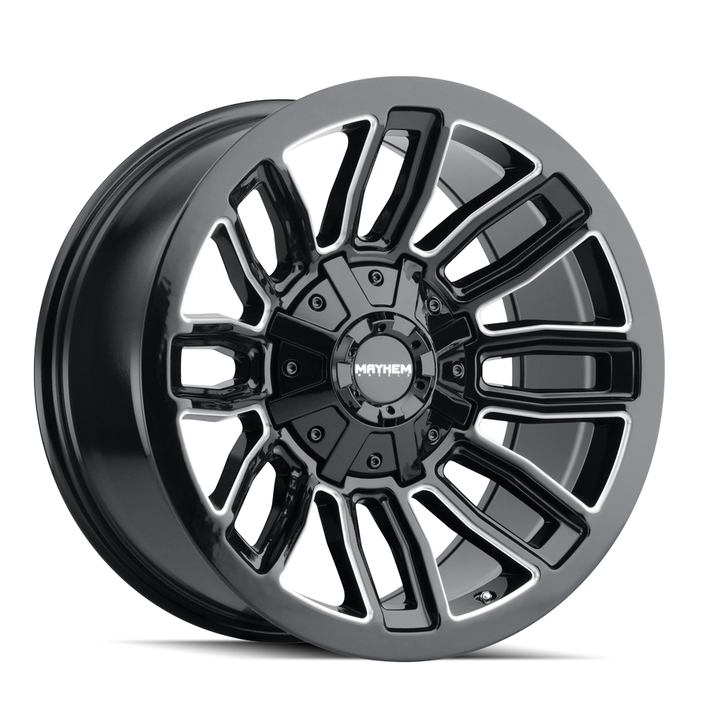 MAYHEM DECOY Wheels - 20x9, 8x180 ET18, Gloss Black Milled - Upgrade Your Ride Now!