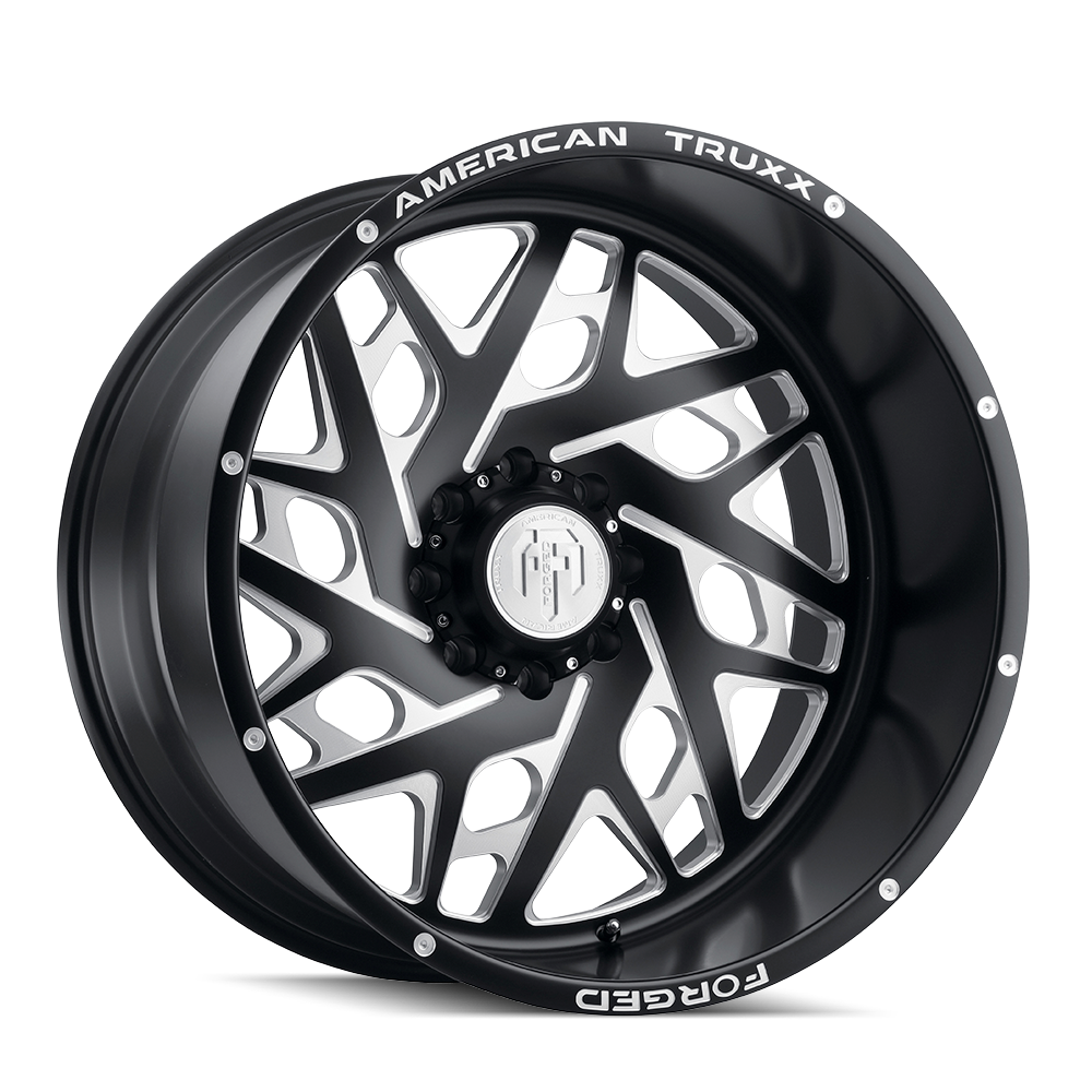 Stunning AMERICAN TRUXX ARIES 22x12 Wheels - Matte Black Milled Finish