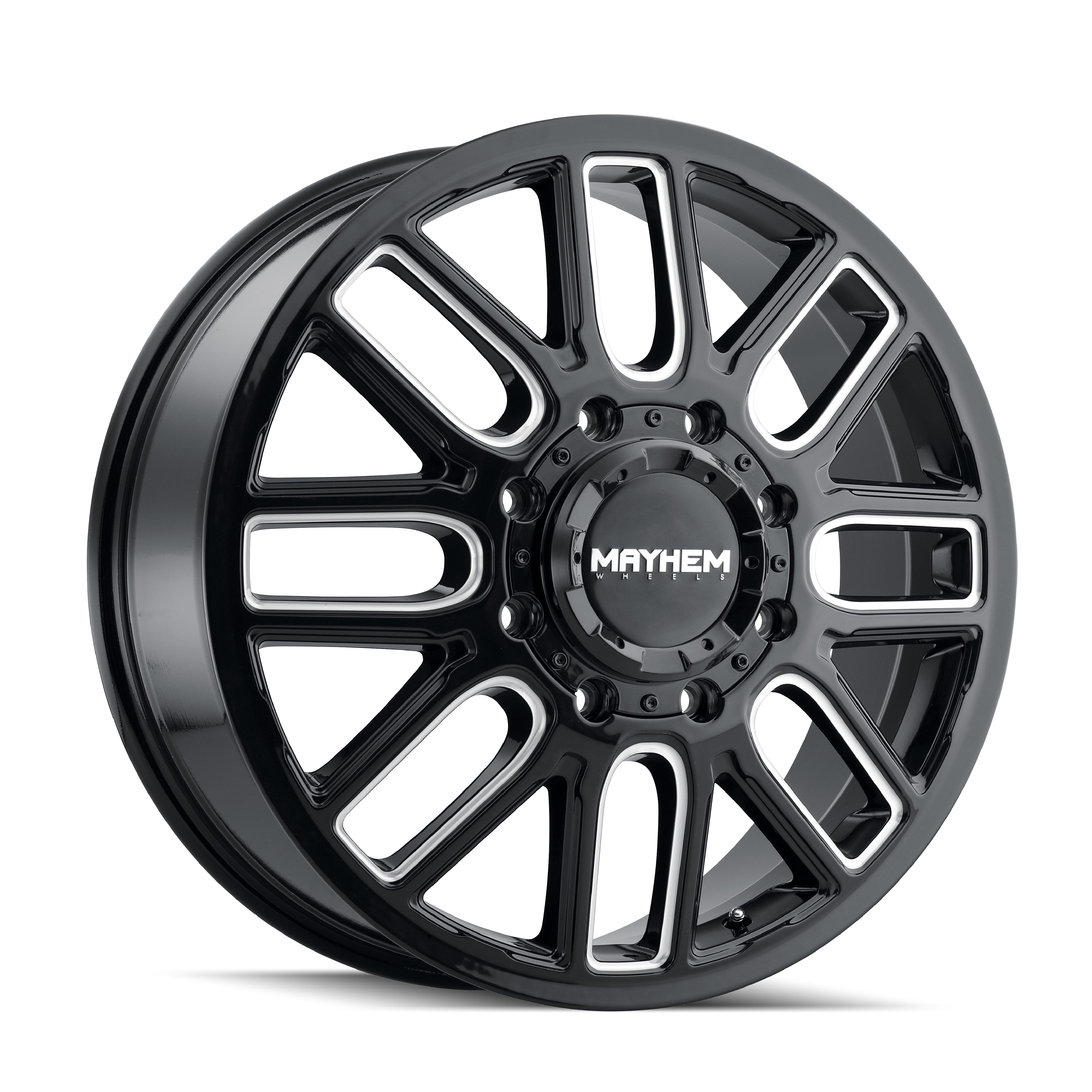 MAYHEM COGENT DUALLY 22x8.25 - Gloss Black Milled Wheels - Unleash Your Ride's Potential!