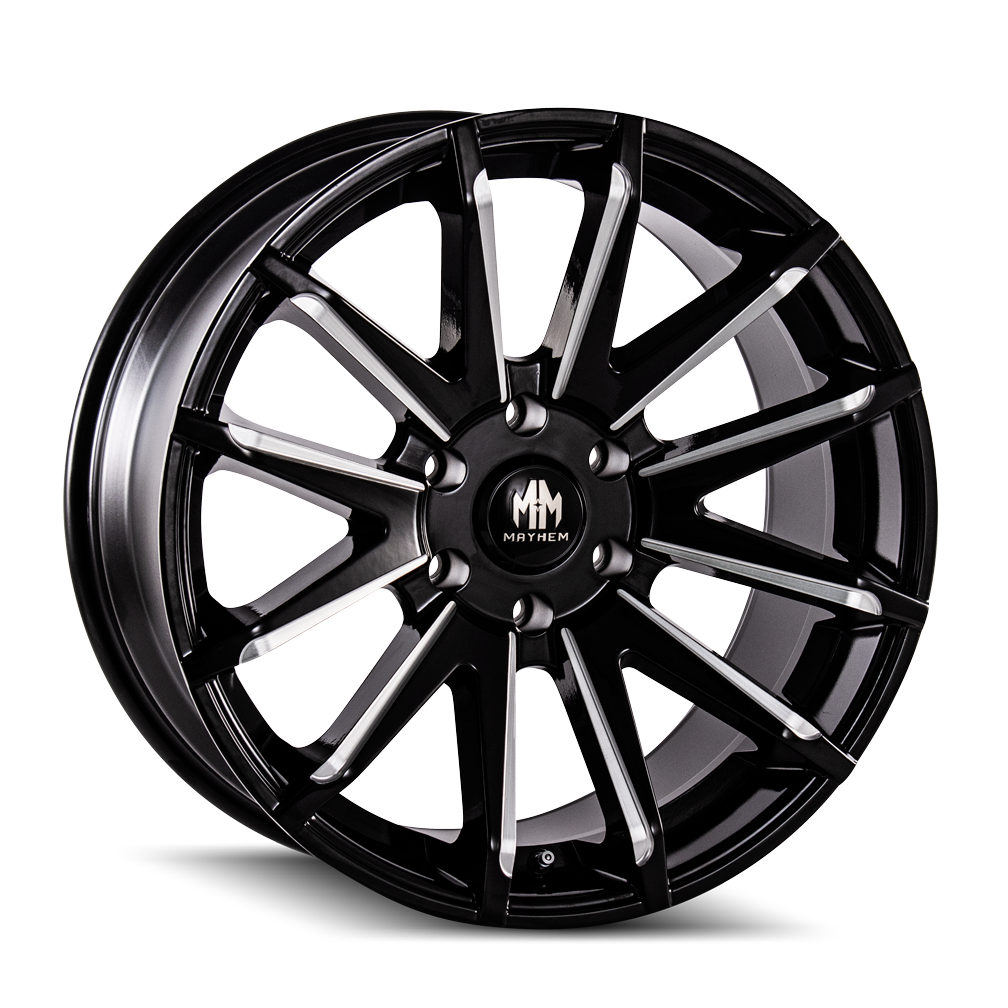 MAYHEM CROSSFIRE 20x9.5 Gloss Black Milled Wheels - A Stunning Upgrade!
