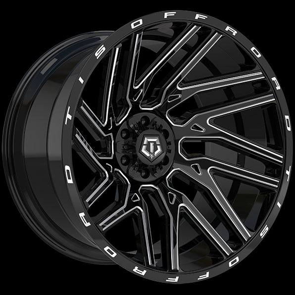 TIS Wheels 554 Gloss Black - Milled Edge Wheels - 20x10.0 Size, Ideal for Your Ride!