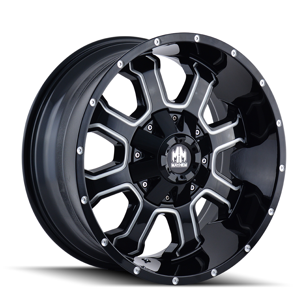 Unleash the MAYHEM FIERCE 20x10 Gloss Black Milled Wheels Now!