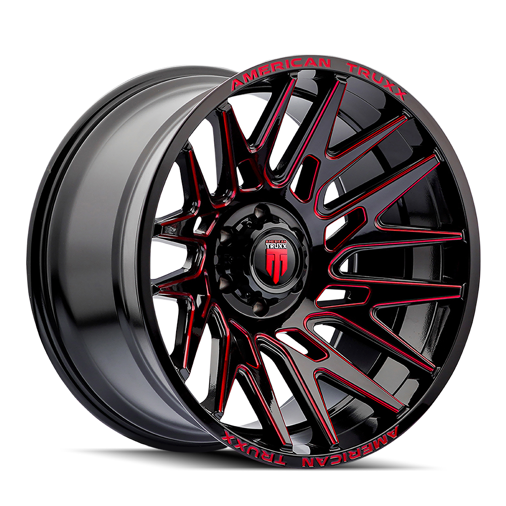 AMERICAN TRUXX EVOLUTION - Stunning 22x12 Gloss Black Prizm Red Wheels