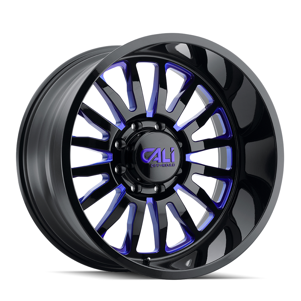 CALI OFF-ROAD SUMMIT 22x12 Gloss Black Milled Prism Blue Wheels - Unleash Your Adventure!