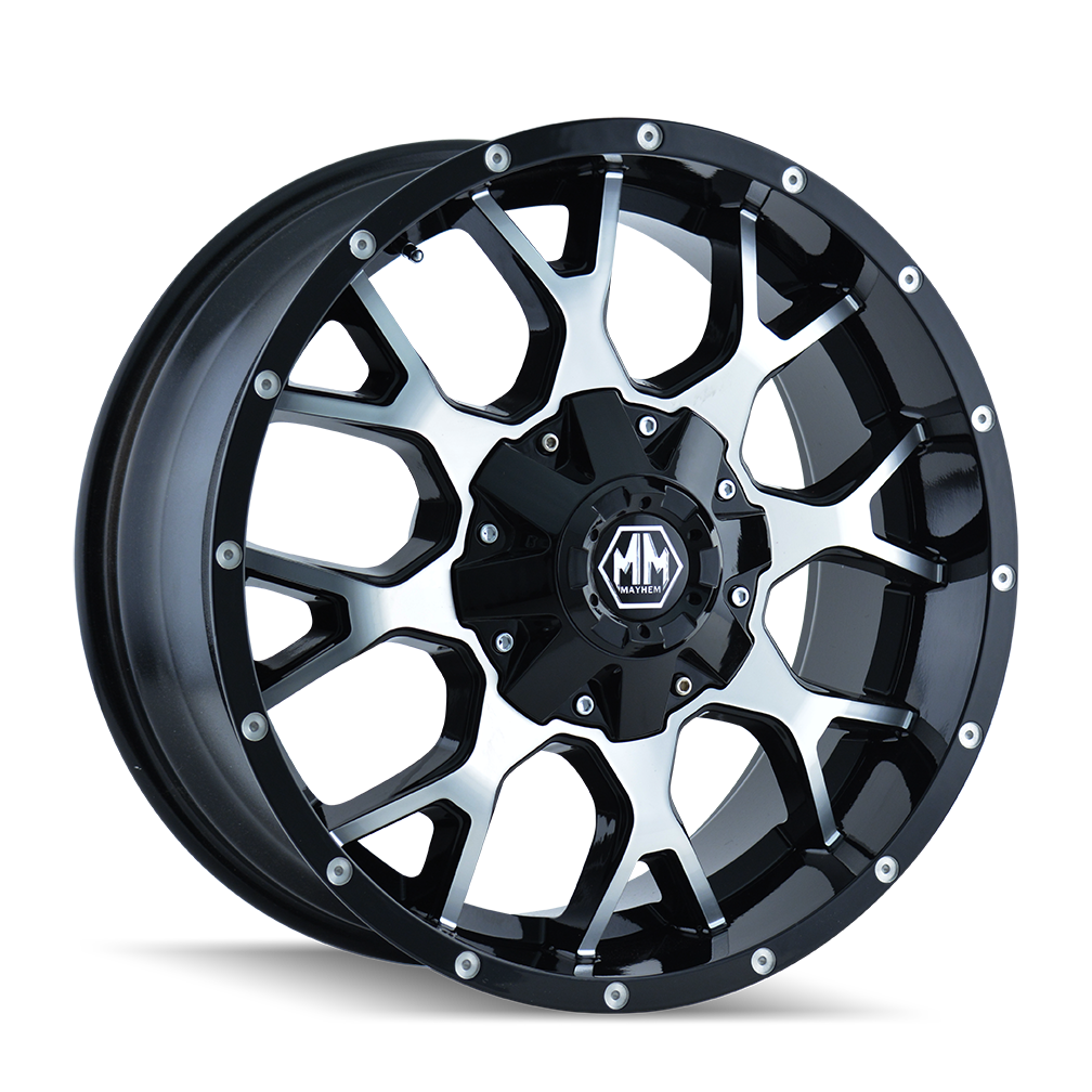MAYHEM WARRIOR 17x9 Wheels - Gloss Black Machined Finish, Unbeatable Performance!