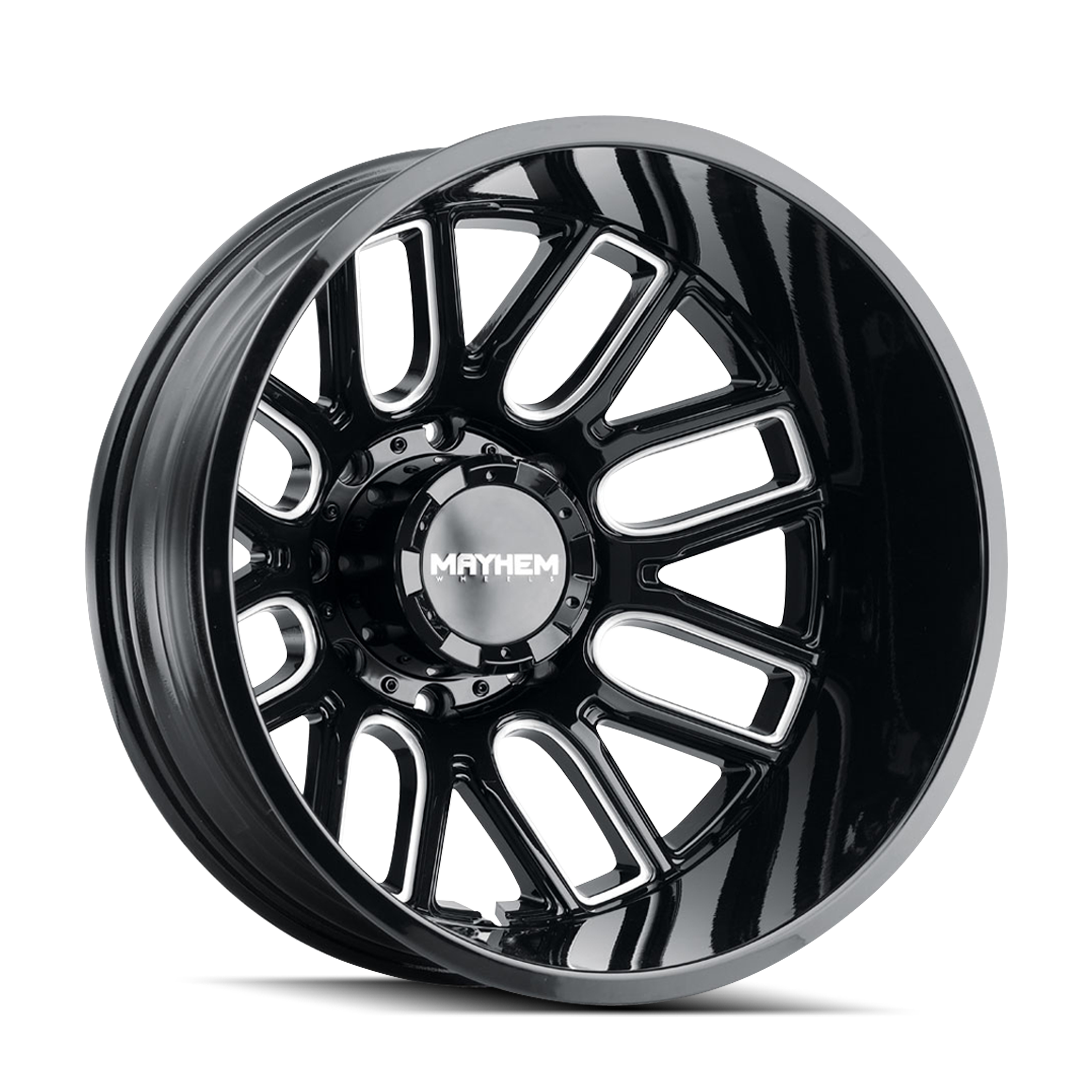 MAYHEM COGENT DUALLY 20x8.25 8x170 ET-192 124.9 Gloss Black Milled - Unleash Your Ride's Potential!