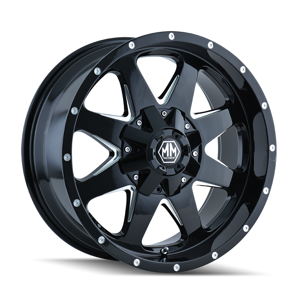 MAYHEM TANK 18x9 Gloss Black Milled Wheels - Aggressive and High-Performance