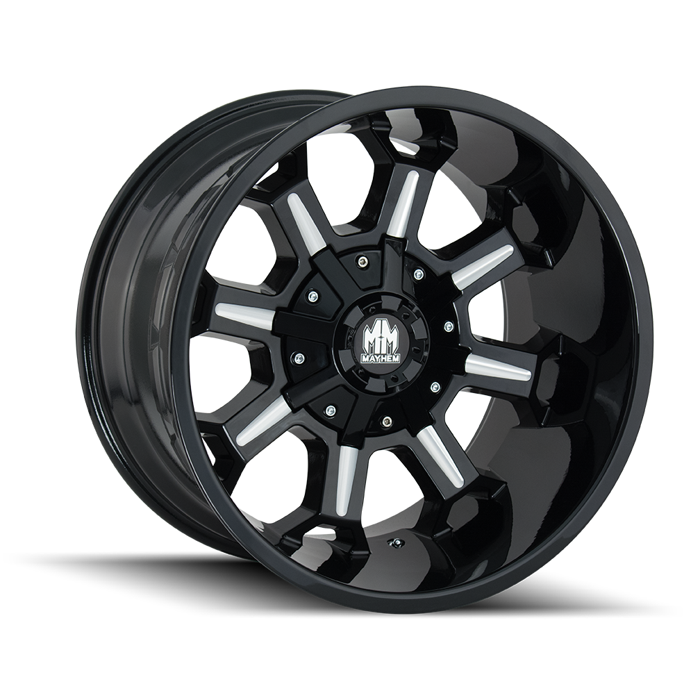 Unleash the MAYHEM! Combat 18x9 Gloss Black Milled Wheels