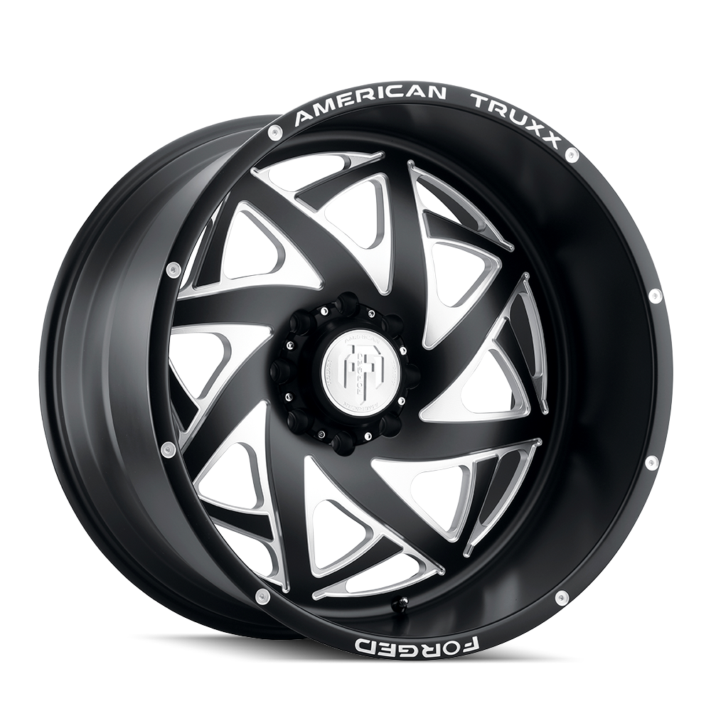 Revolutionize Your Ride with AMERICAN TRUXX KRONOS 22x12 Matte Black Milled Wheels